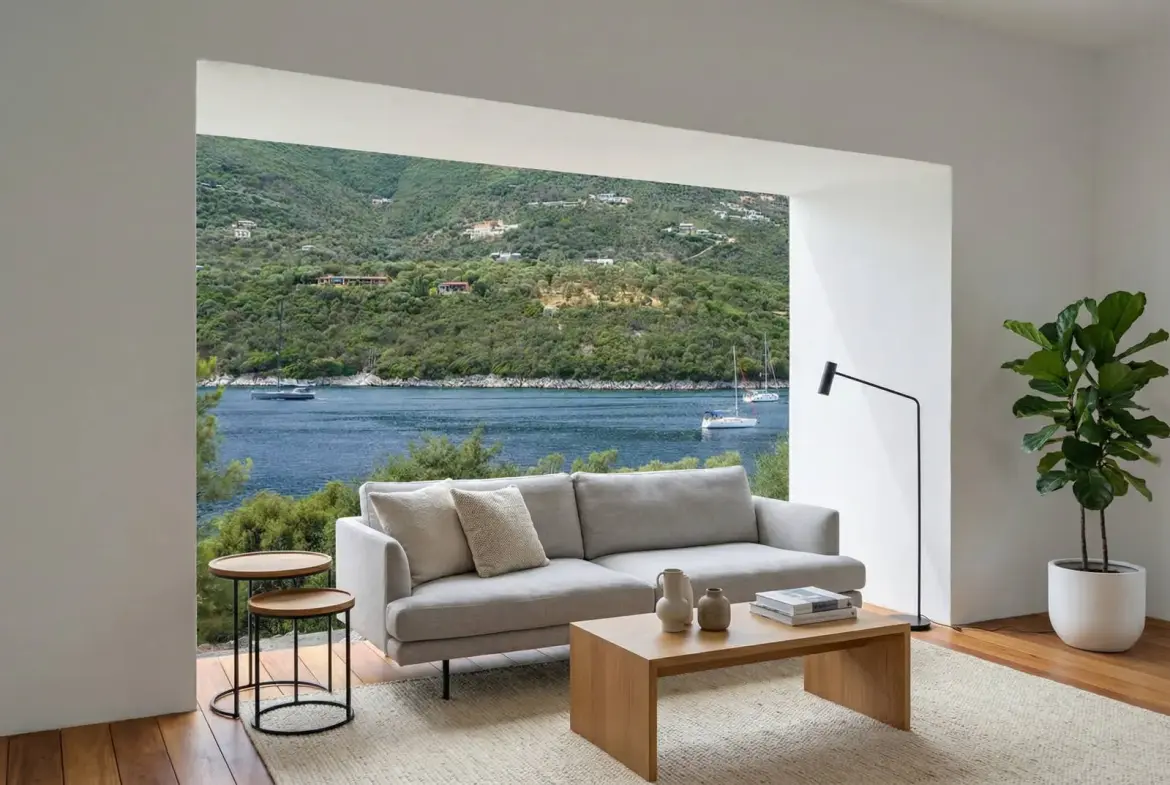 Seafront Villa with Private Mooring at Syvota, Lefkada