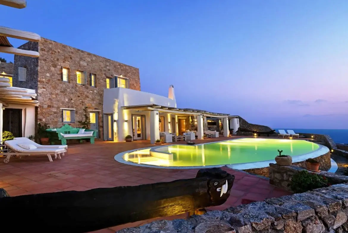 Exclusive architectural estate with panoramic Delos & sunset views, Agios Lazaros, Mykonos