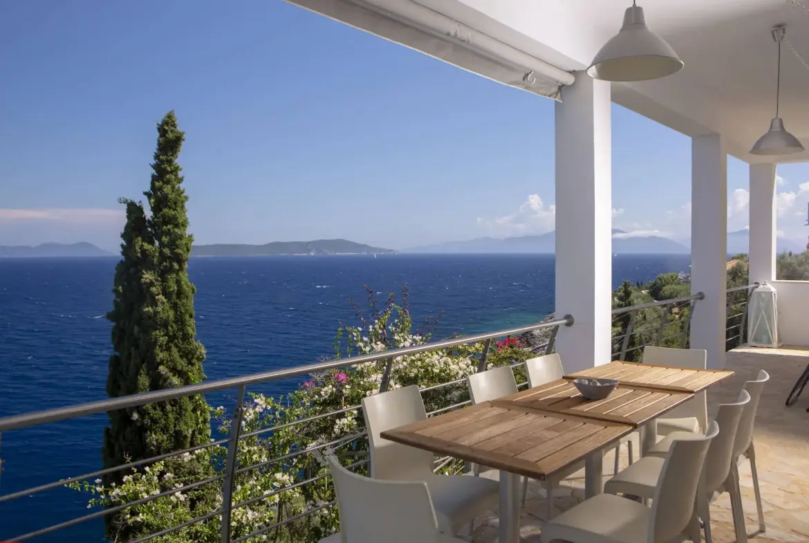 Τwo seafront villas with private sea access & pools in Sivota, Lefkada