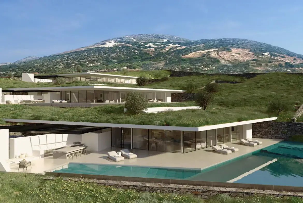 Subterranean architect-designed villa with panoramic sea views, Isterni, Paros