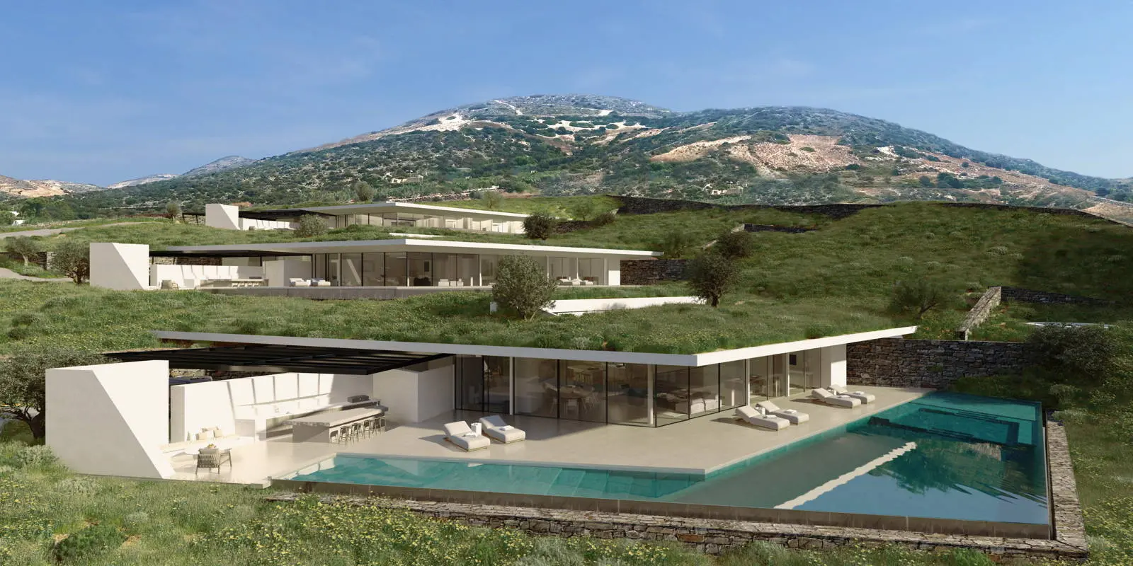 Subterranean architect-designed villa with panoramic sea views, Isterni, Paros