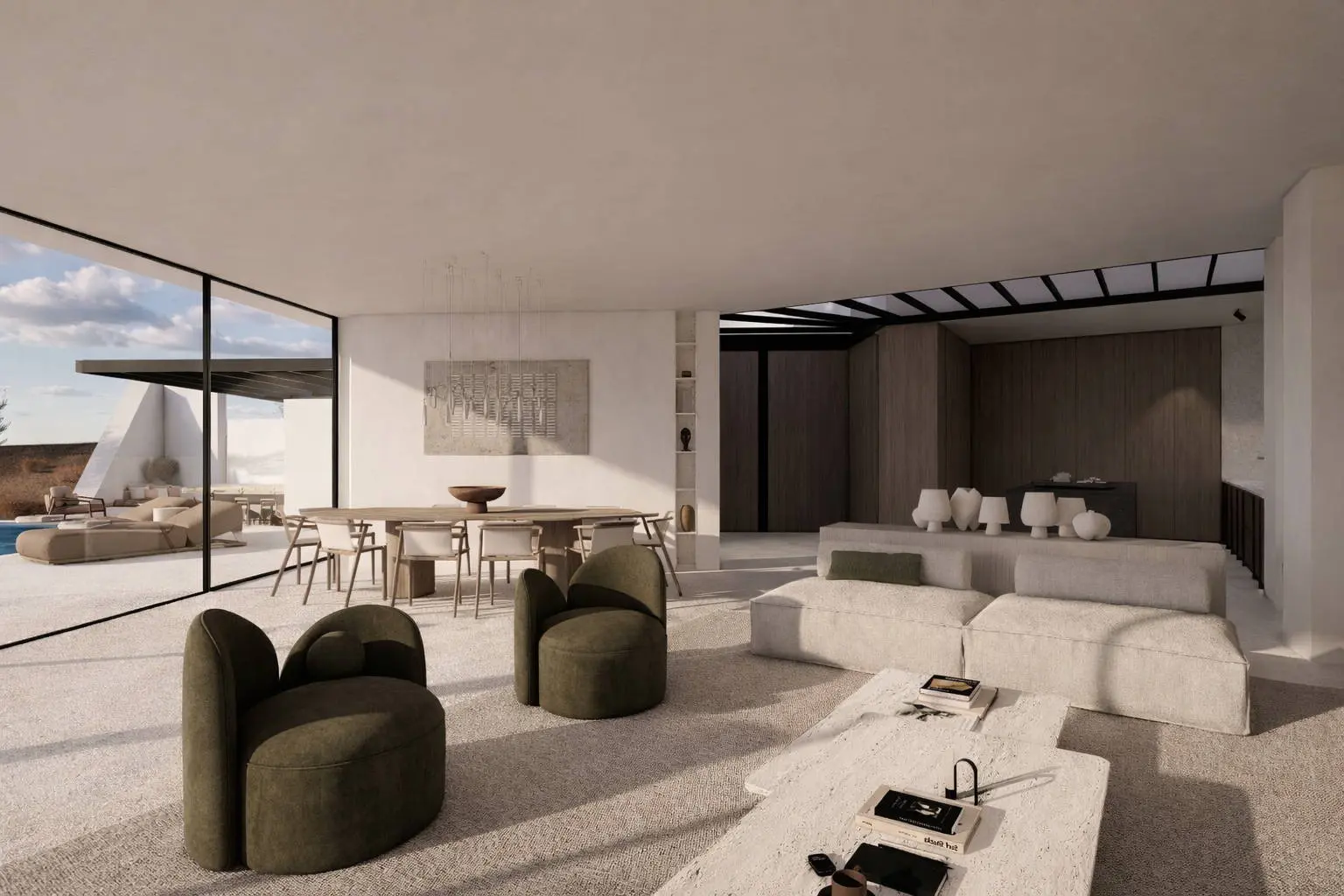 Subterranean architect-designed villa with panoramic sea views, Isterni, Paros