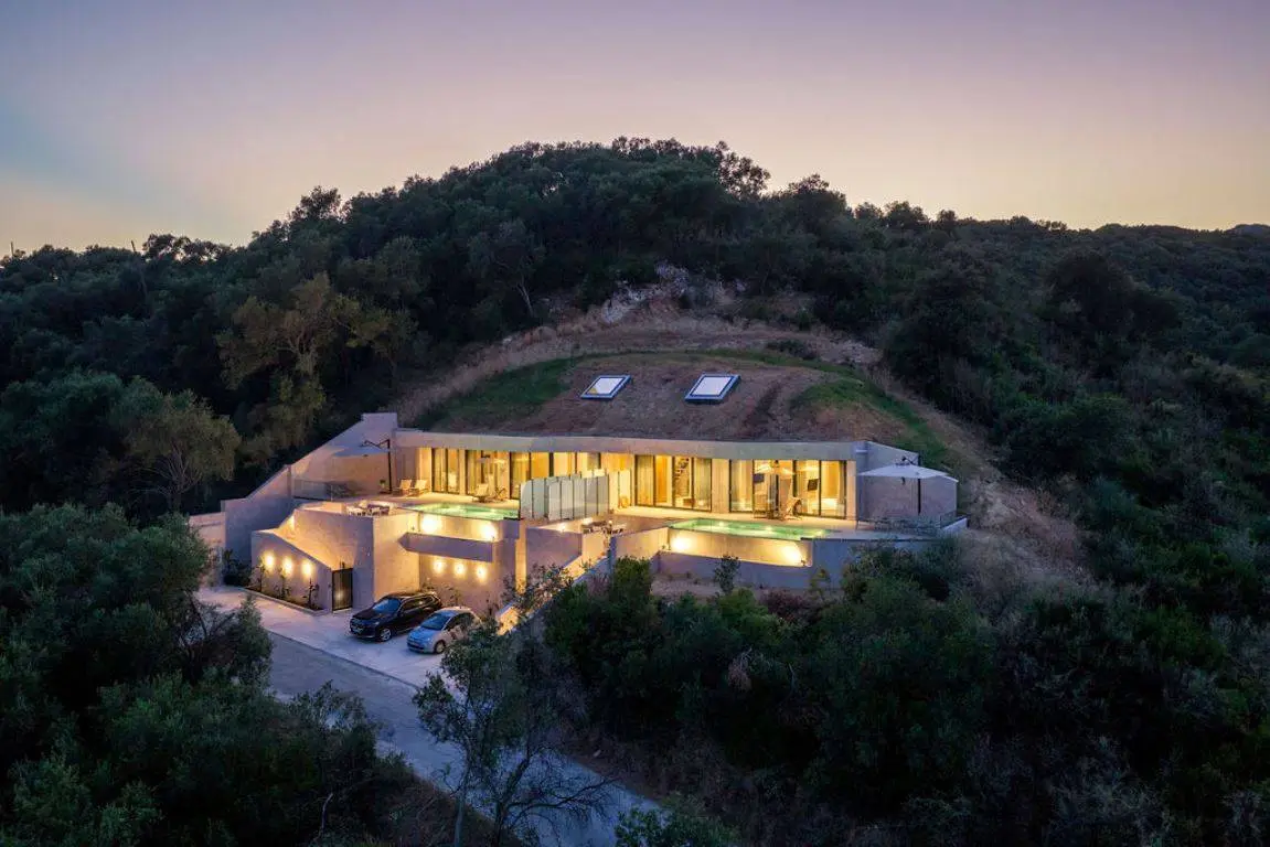 Exclusive earth-sheltered villas with infinity pools & panoramic Ionian Sea view