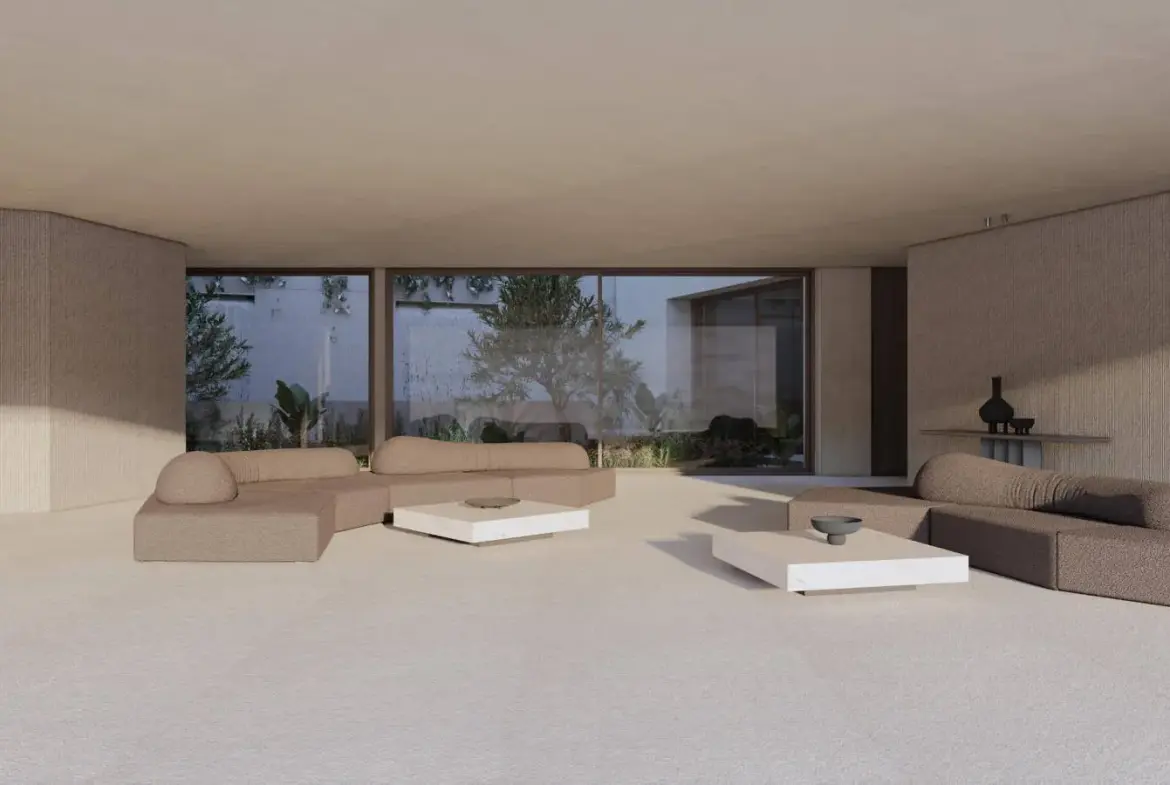 Iconic subterranean estate with signature V-shaped infinity pool in Antiparos