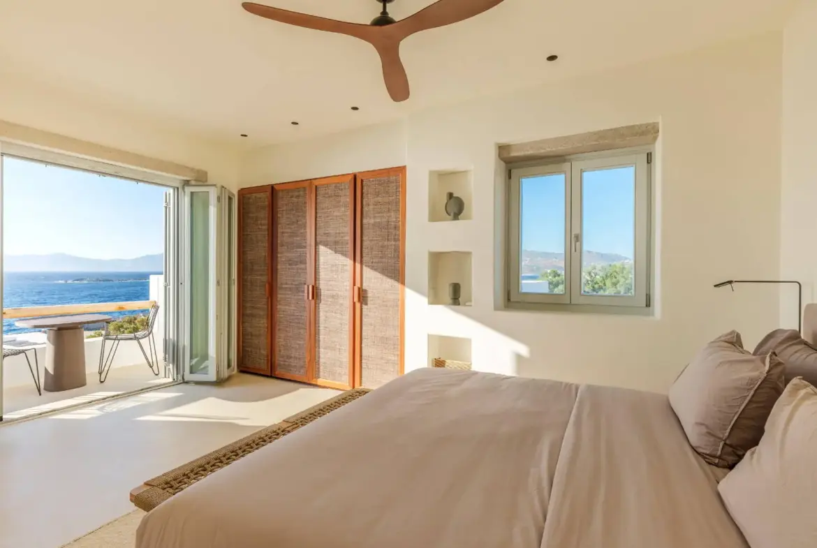 Seafront villa with private beach access and sunset views in Mykonos