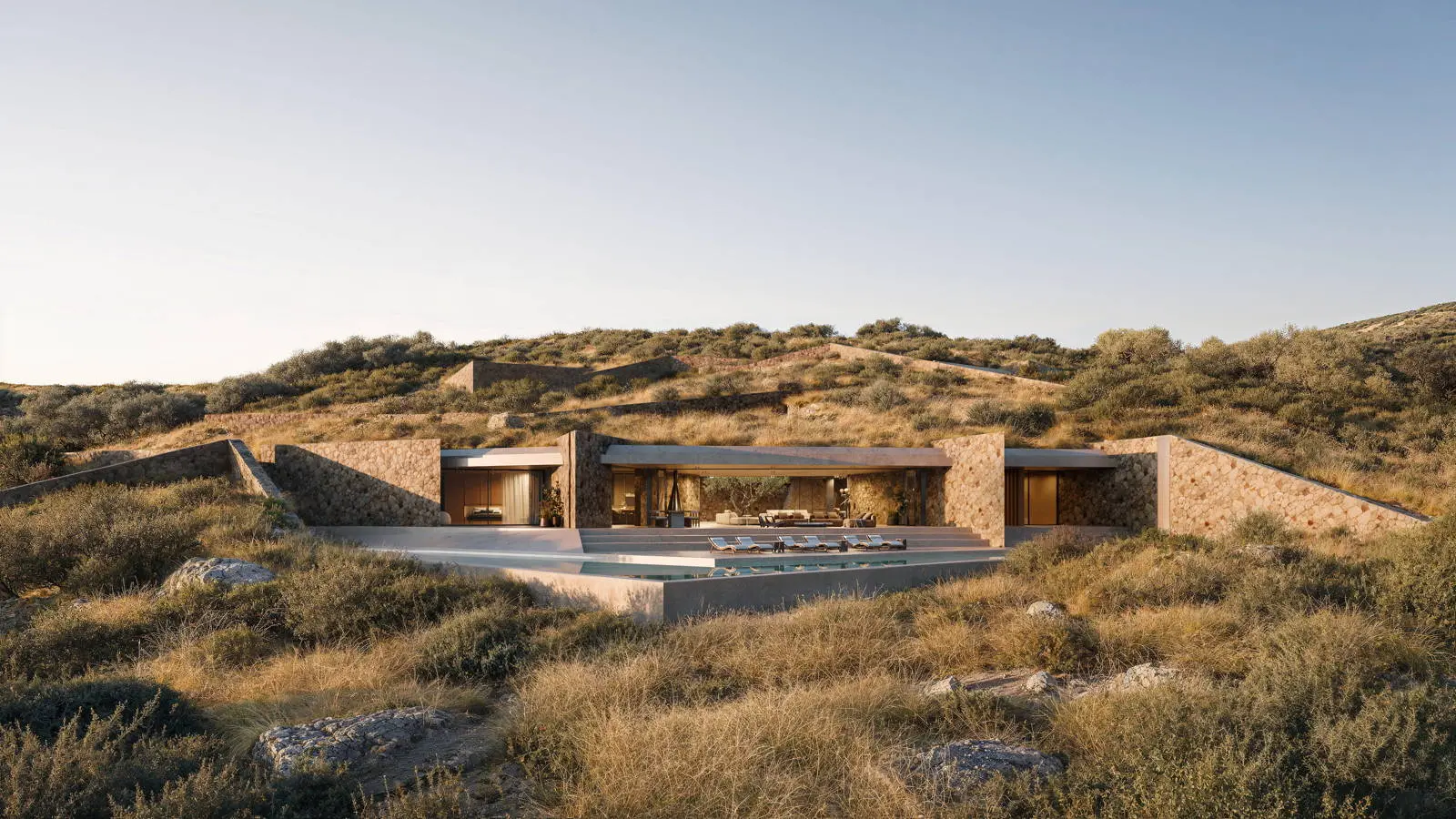 bh-a9ca407cc876 Iconic subterranean estate with signature V-shaped infinity pool in Antiparos