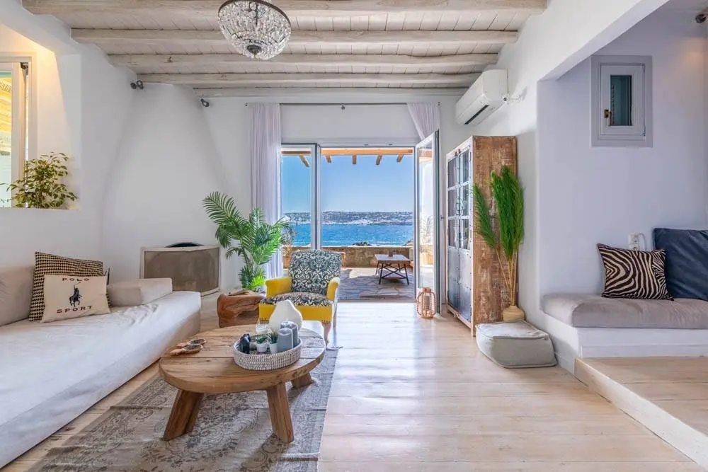 Villa with private beach access and Mykonos downtown views