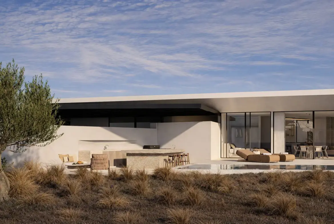 Subterranean architect-designed villa with panoramic sea views, Isterni, Paros