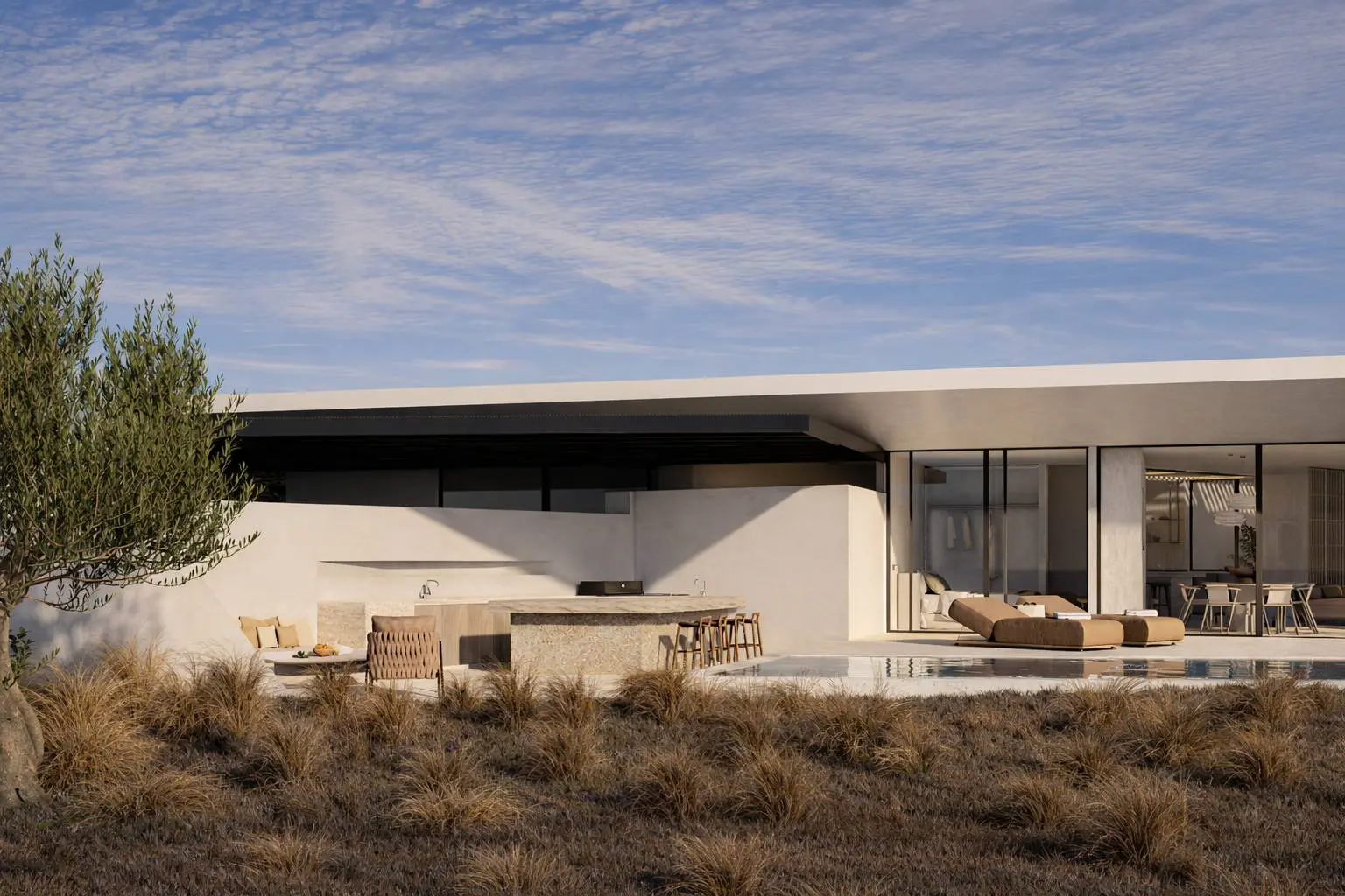 Subterranean architect-designed villa with panoramic sea views, Isterni, Paros