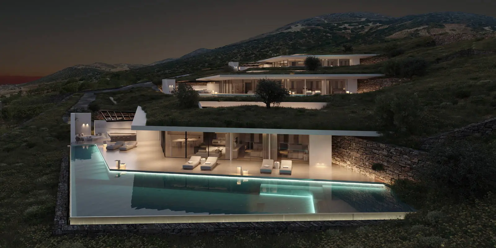 Subterranean architect-designed villa with panoramic sea views, Isterni, Paros