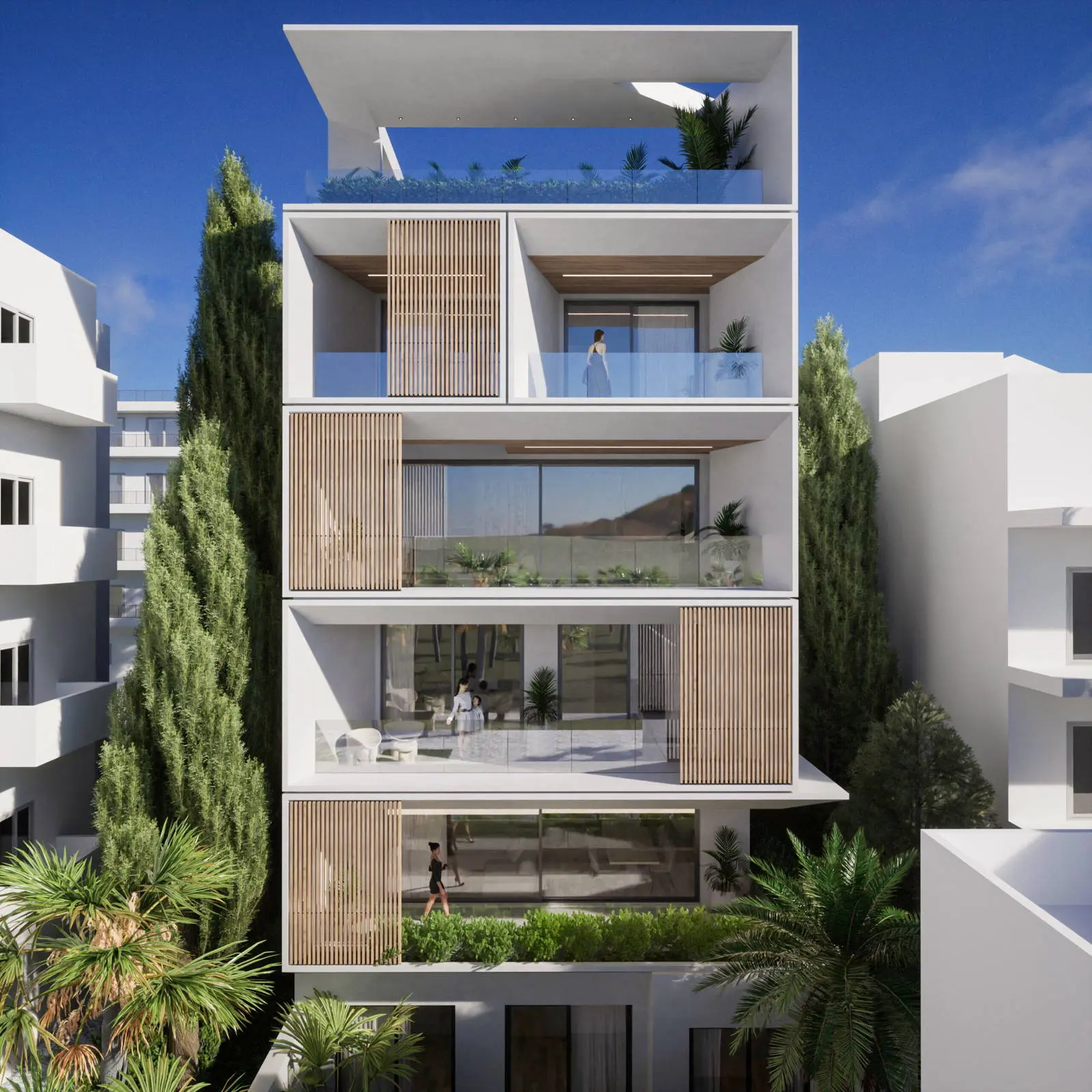 Minimal building with 3 apartments in Golf with sea view