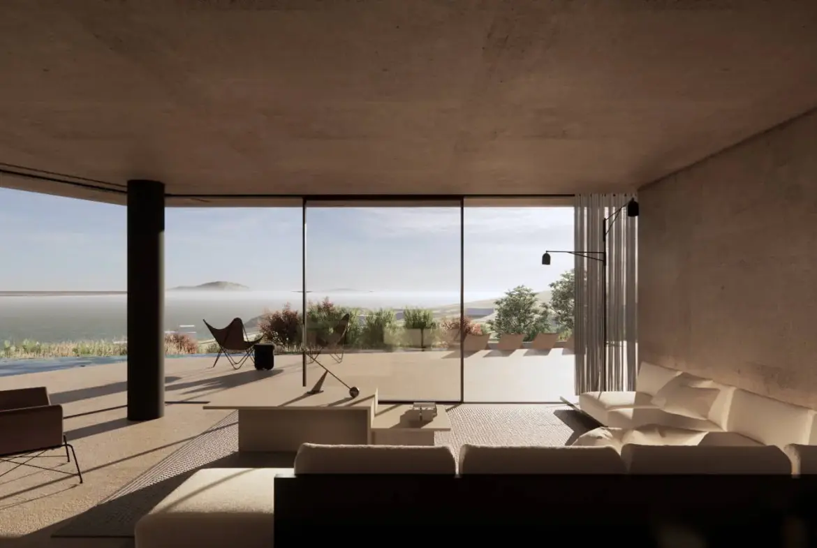 Subterranean architect-designed villa with panoramic sea views, Isterni, Paros
