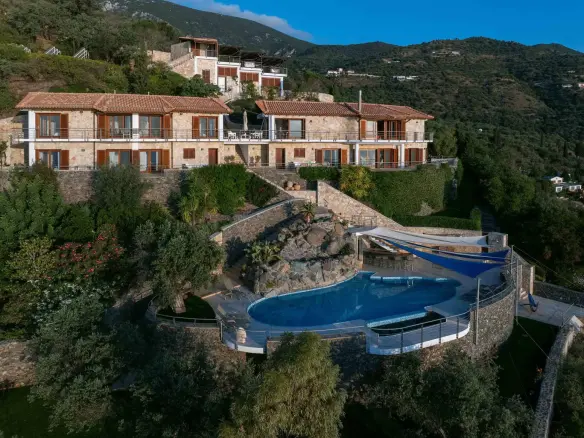 Seafront villa with spa and panoramic views in Pera Melana, Arcadia