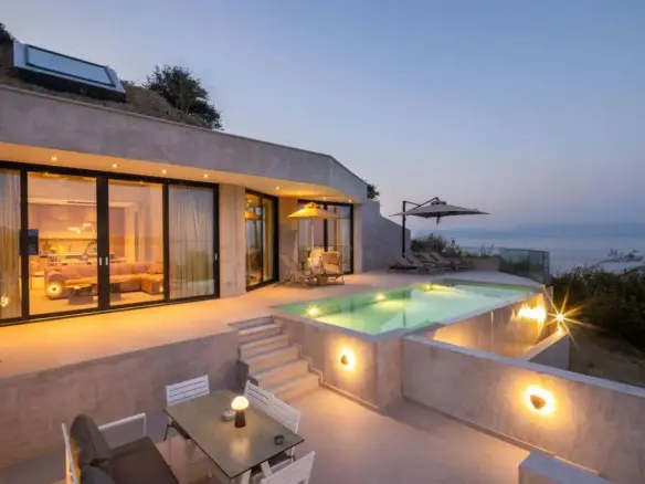 Exclusive earth-sheltered villas with infinity pools & panoramic Ionian Sea view