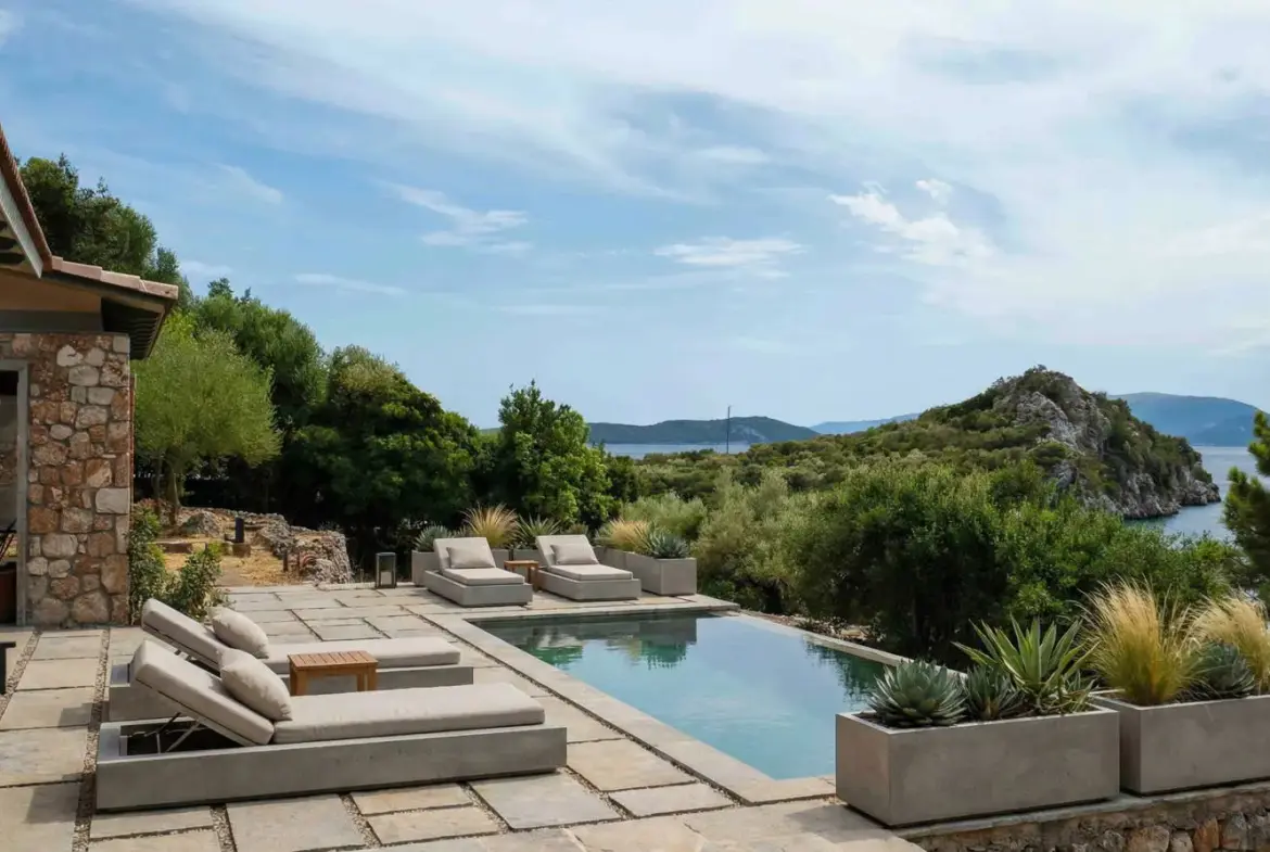 Seafront Villa with Private Mooring at Syvota, Lefkada