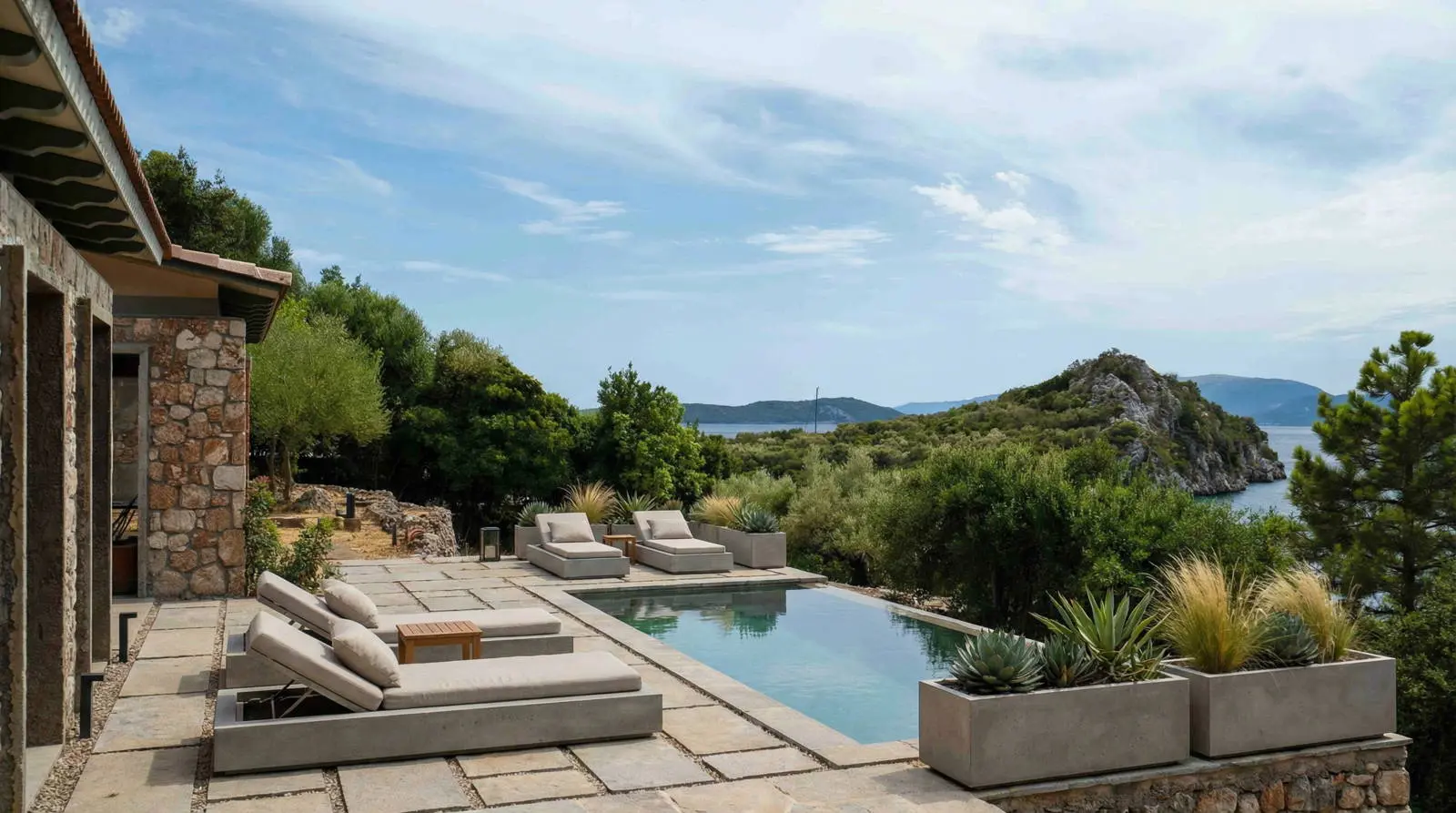 Seafront Villa with Private Mooring at Syvota, Lefkada