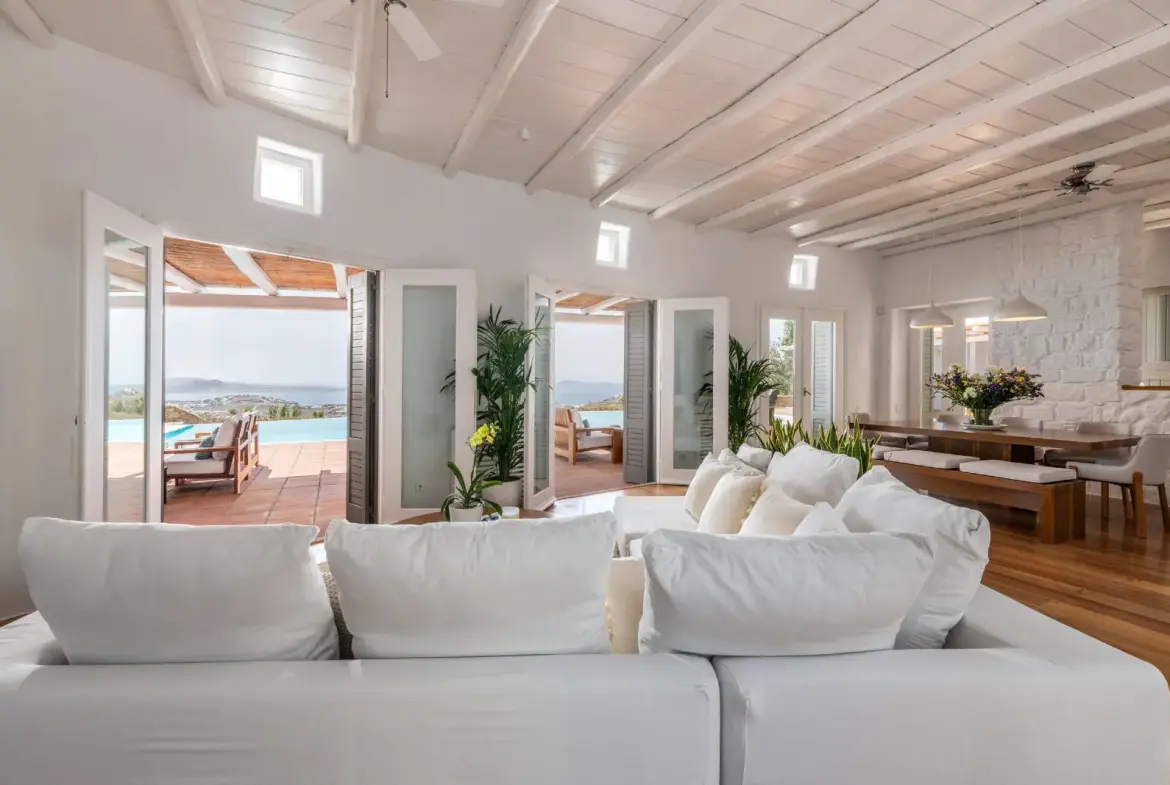 Exclusive architectural estate with panoramic Delos & sunset views, Agios Lazaros, Mykonos