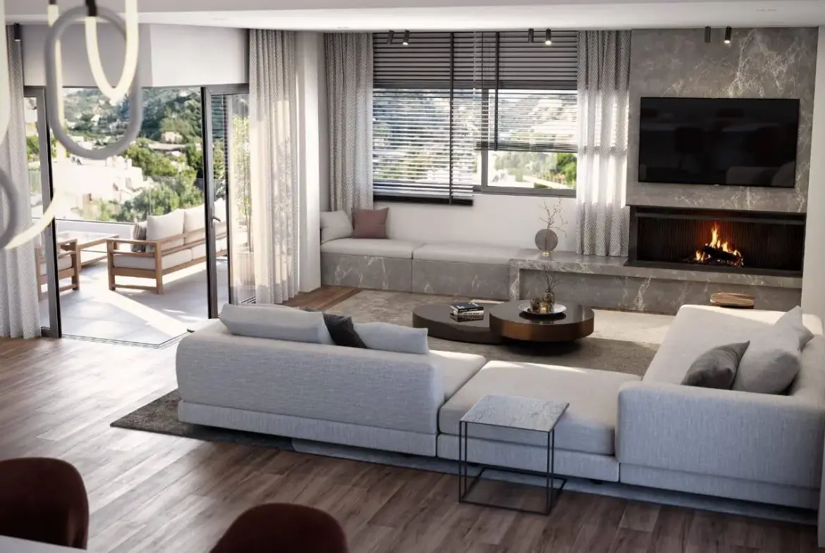 Luxury 3 apartment building with pools and sea view