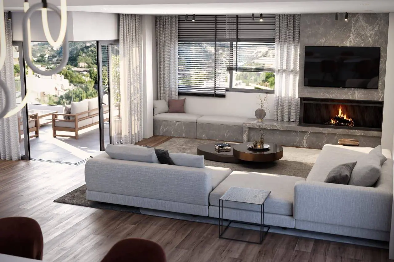 Luxury 3 apartment building with pools and sea view