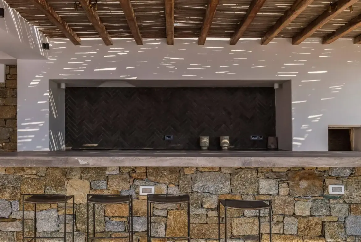 Seafront villa with private beach access and sunset views in Mykonos
