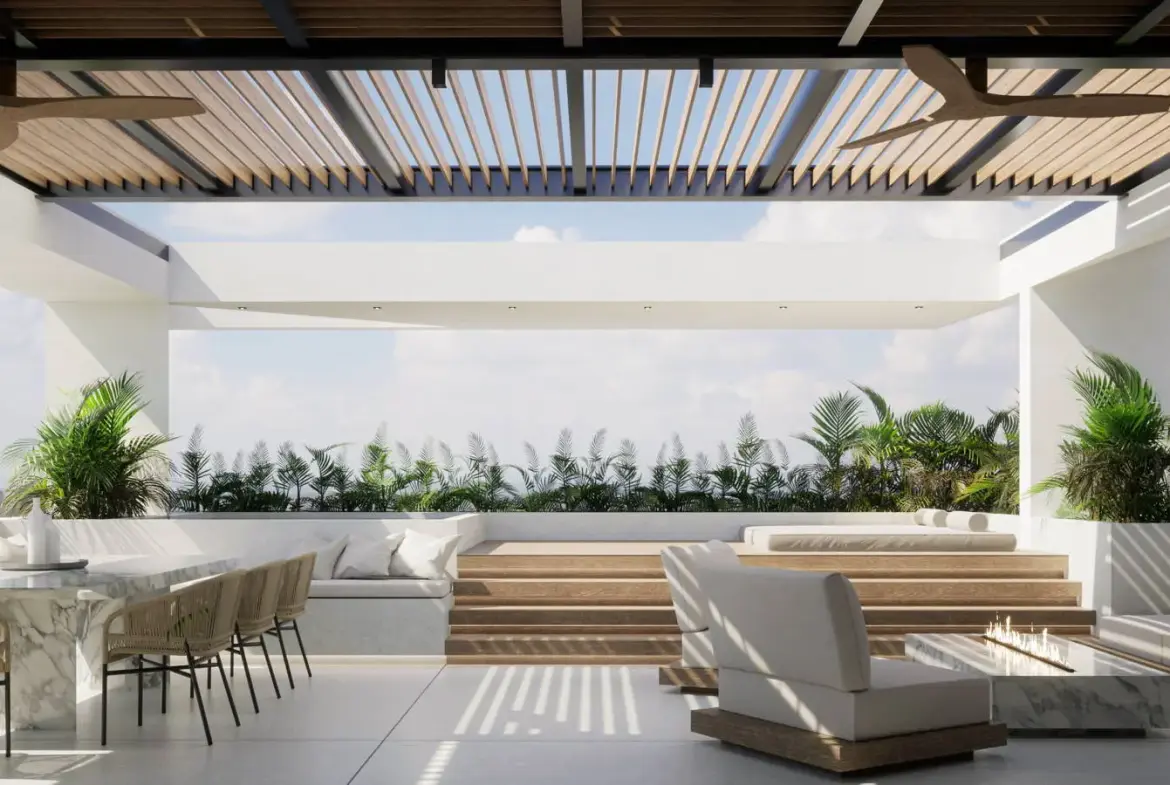 Minimal building with 3 apartments in Golf with sea view