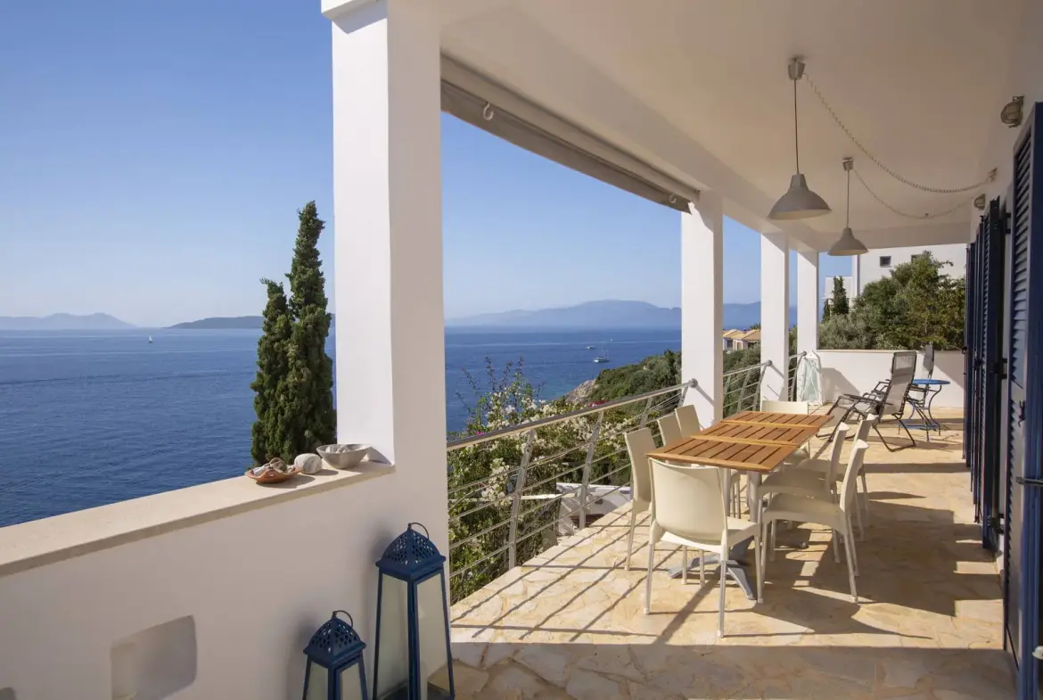 Τwo seafront villas with private sea access & pools in Sivota, Lefkada