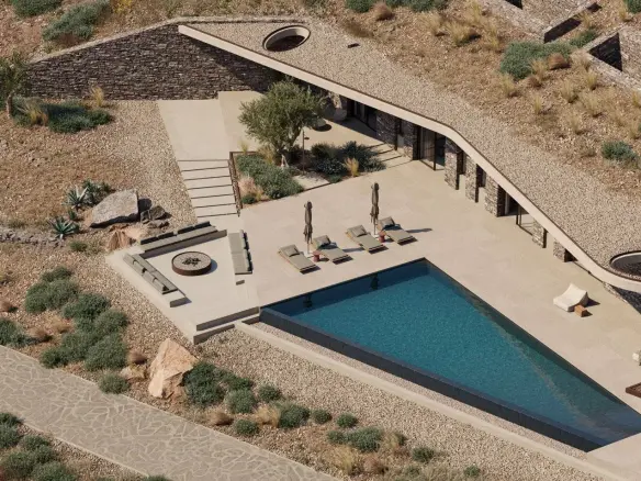 Under construction, luxurious villa with panoramic sea views in Paros