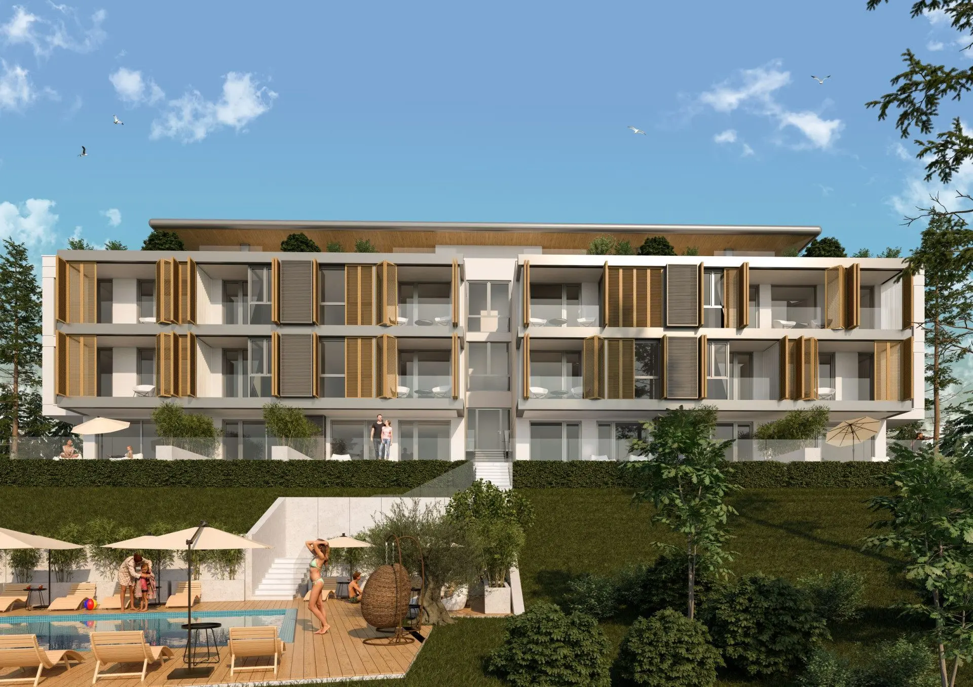 Four-bedroom penthouse in a park setting with panoramic sea and mountain views