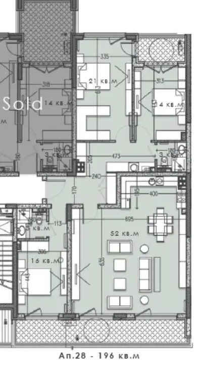 Three-bedroom apartment in a new building in Krastova Vada district for sale