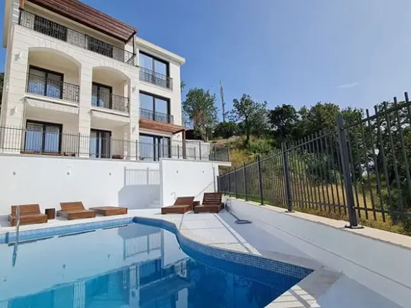 Three-story villa with pool and panoramic sea view, Skočiđevojka, Budva