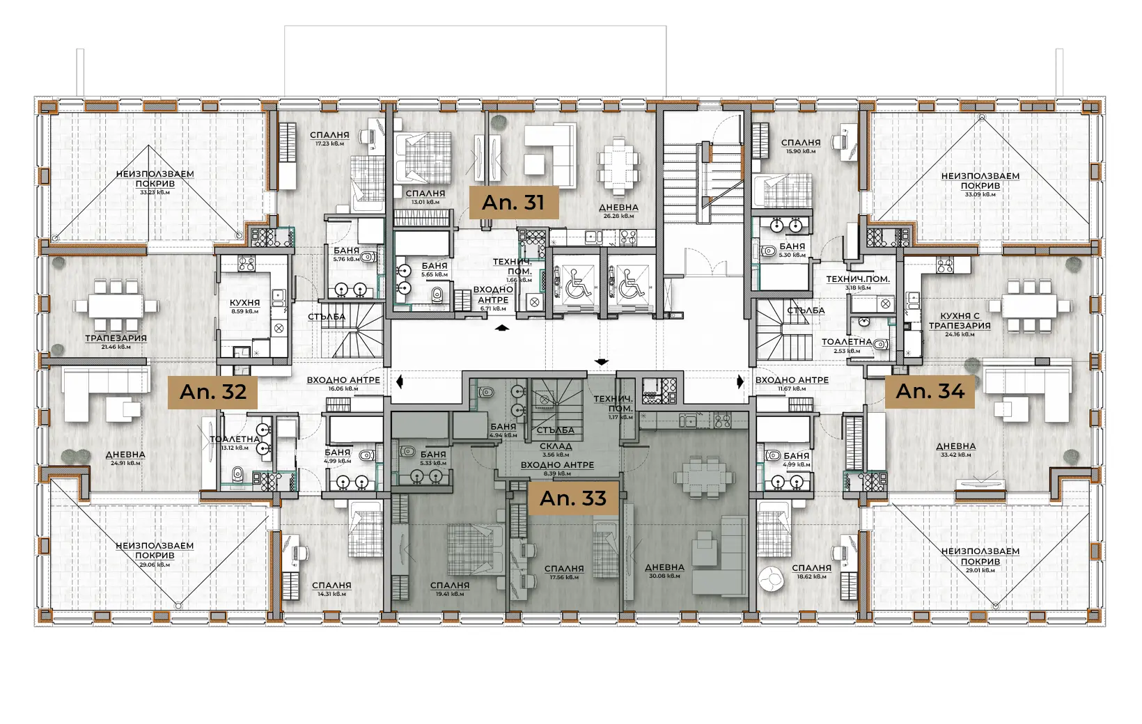 Multi-room apartment in a new elegant building on Cherni Vrah Blvd. for sale