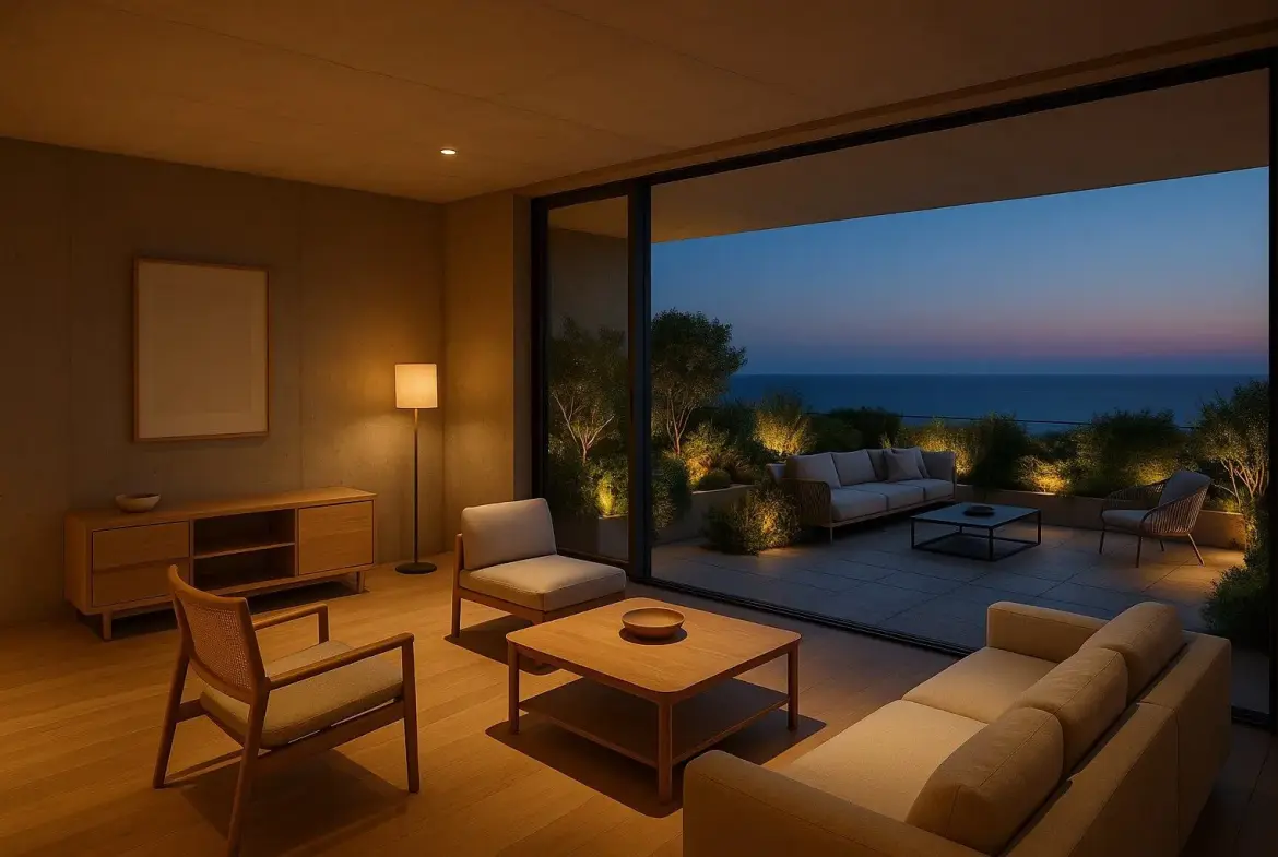 Four-bedroom penthouse in a park setting with panoramic sea and mountain views