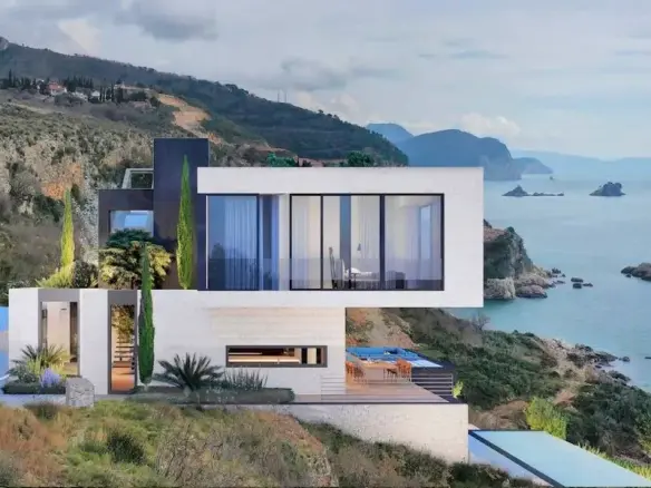 Luxury villa with pool on a cliff above the sea, Skocidjevojka, Budva