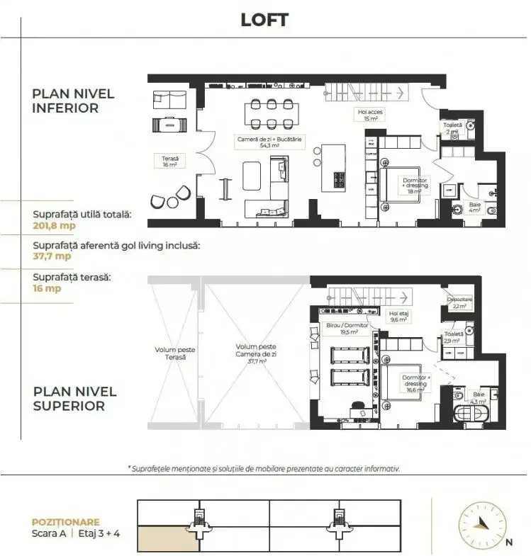 Beautiful Loft for sale 4 rooms Floreasca Lake area, 6m usable height, Bucharest 234 mp