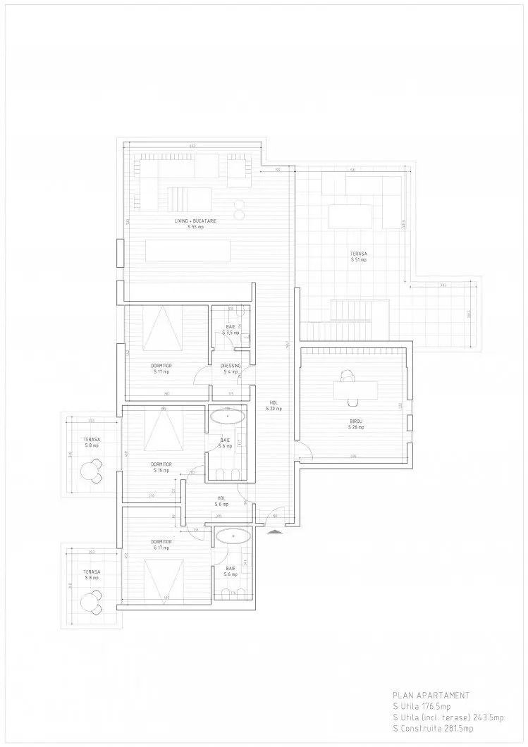 Penthouse for Sale – 5 Rooms with 200 sqm Rooftop Terrace – Aviatiei–Pipera Area, Bucharest